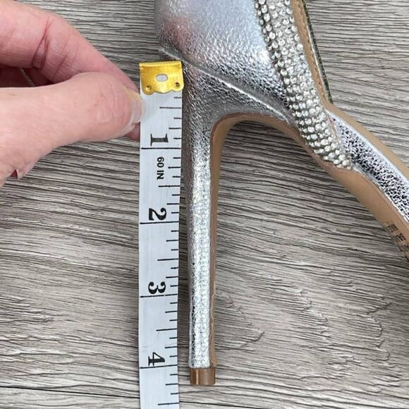 LAUREN LORRAINE Dria Silver Embellished Formal Ankle Strap Stiletto Heel- Sz 10 - Picture 11 of 11